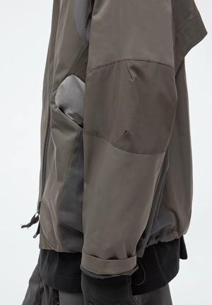 DECESOLO 23AW マルチカラーパッチワークスタンドカラーフード付きジッパージャケット