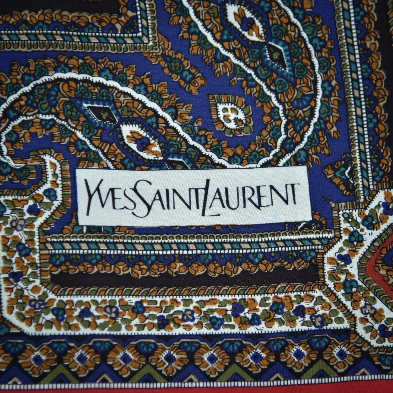 YSL Vintage Silk Scarf (Base col. RED) イブサンローラン シルク