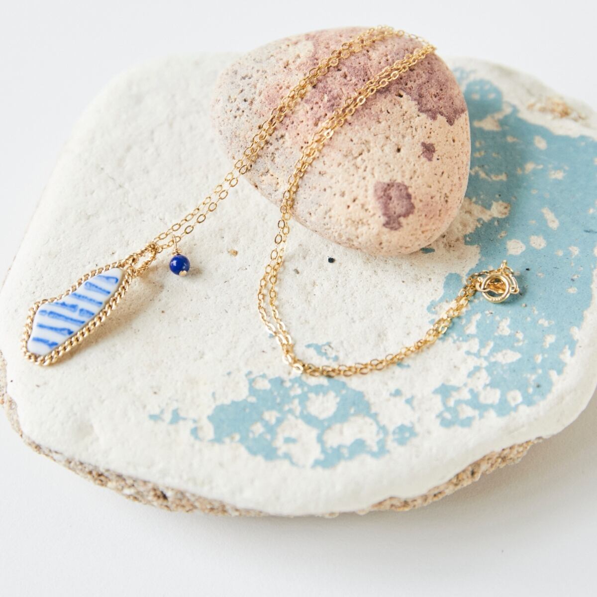 ラピスラズリ シーセラミックネックレス 14kfg