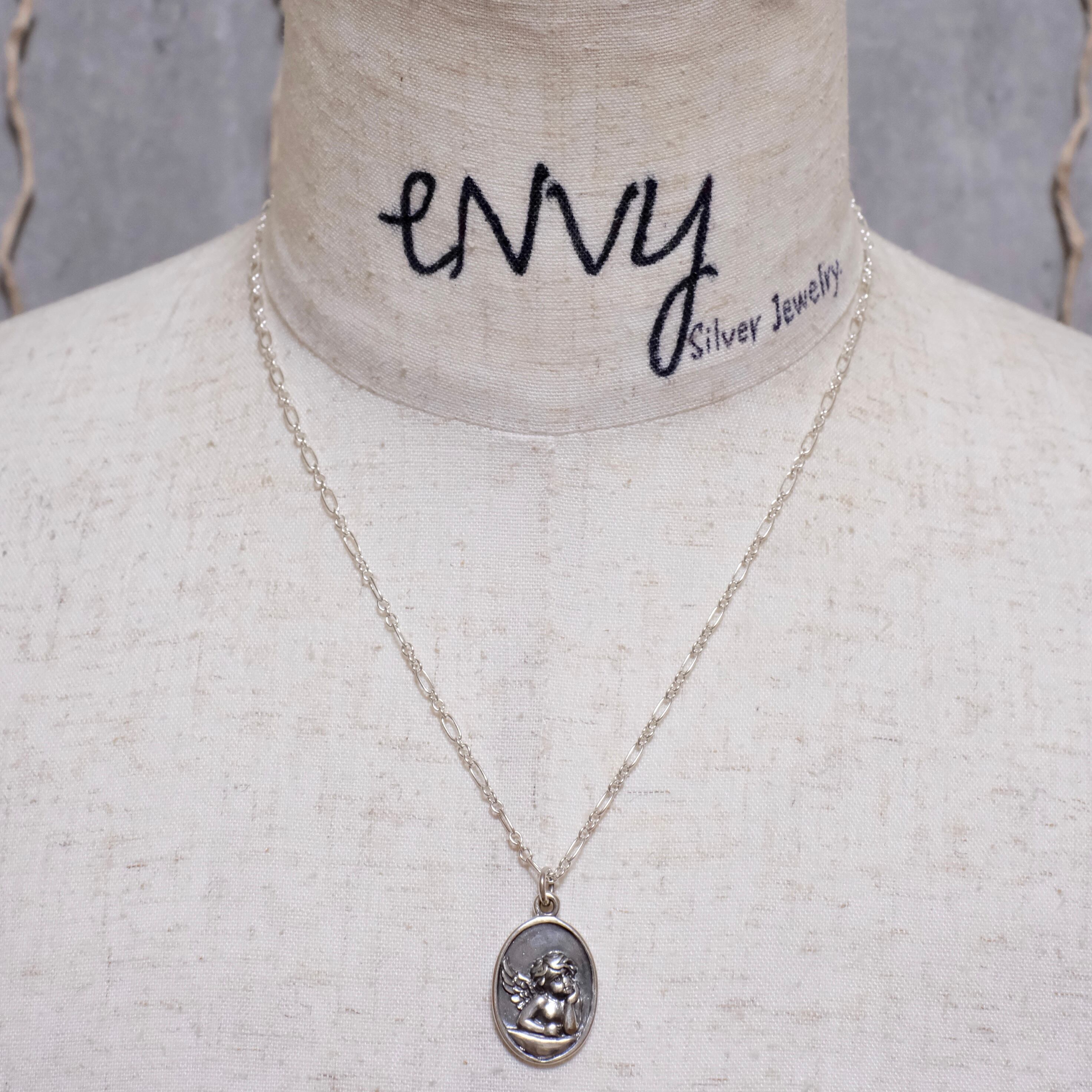 シルバー925 Silver ラファエロ天使デザインペンダント/ネックレス/軽研磨仕上げ