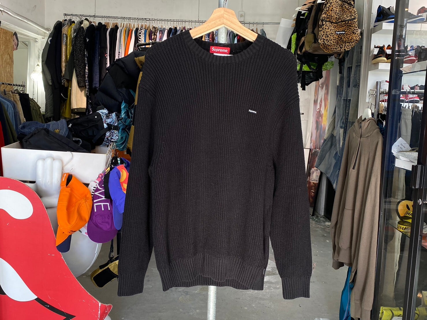 Supreme SMALL BOX MELANGE RIB KNIT SWEATER BLACK LARGE 83020 ...