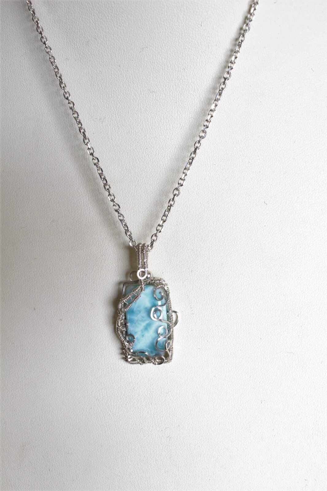 Larimar silver925 wirewrapping pendant