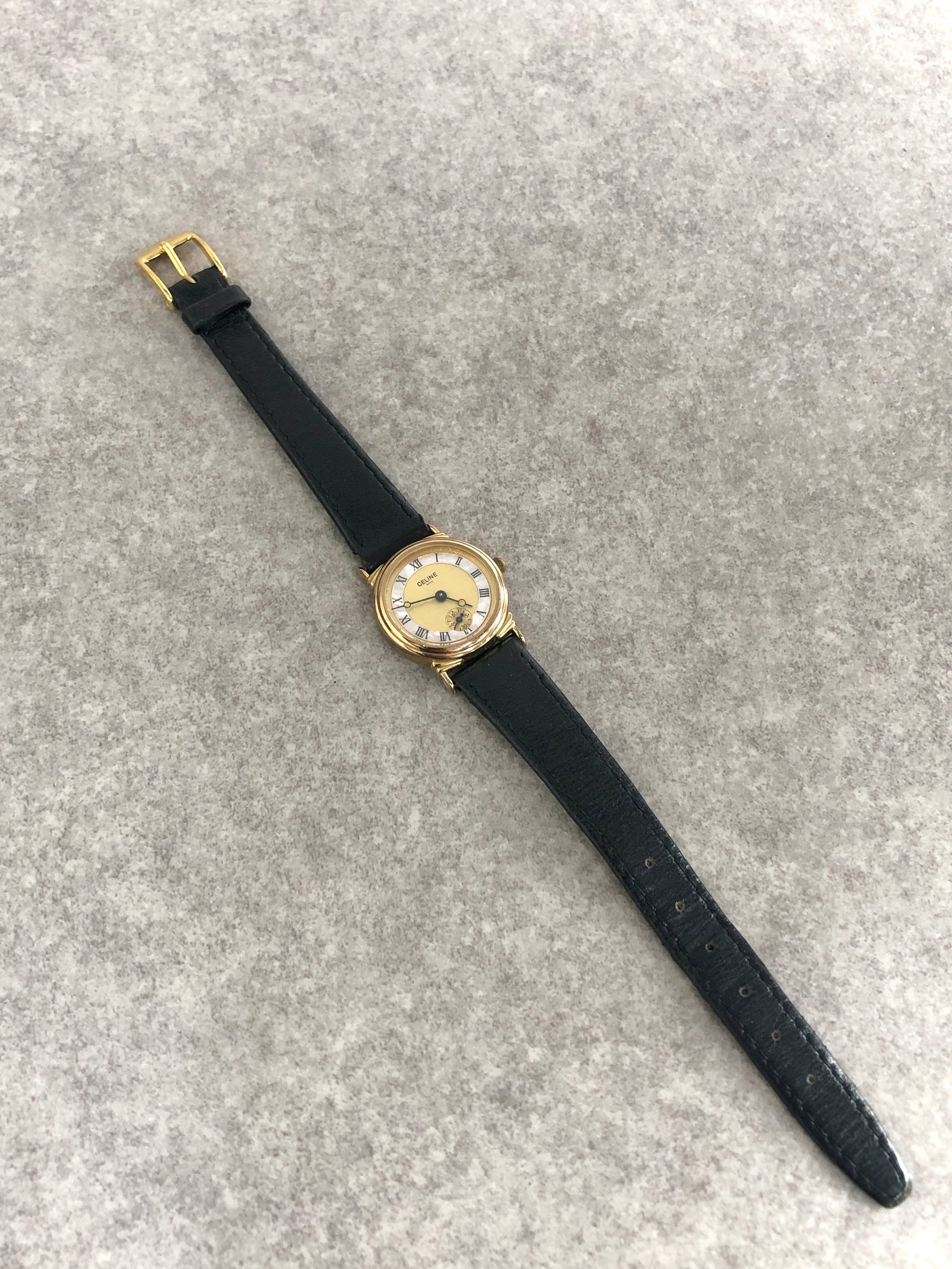 CELINE 腕時計 クォーツ ゴールド/ブラック CELINE セリーヌ 腕時計 ブラック クォーツ vintage ヴィンテージ