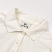 LACOSTE ラコステ ワンポイント 鹿の子 長袖 ポロシャツ 38/ホワイト レディース ファブリカ