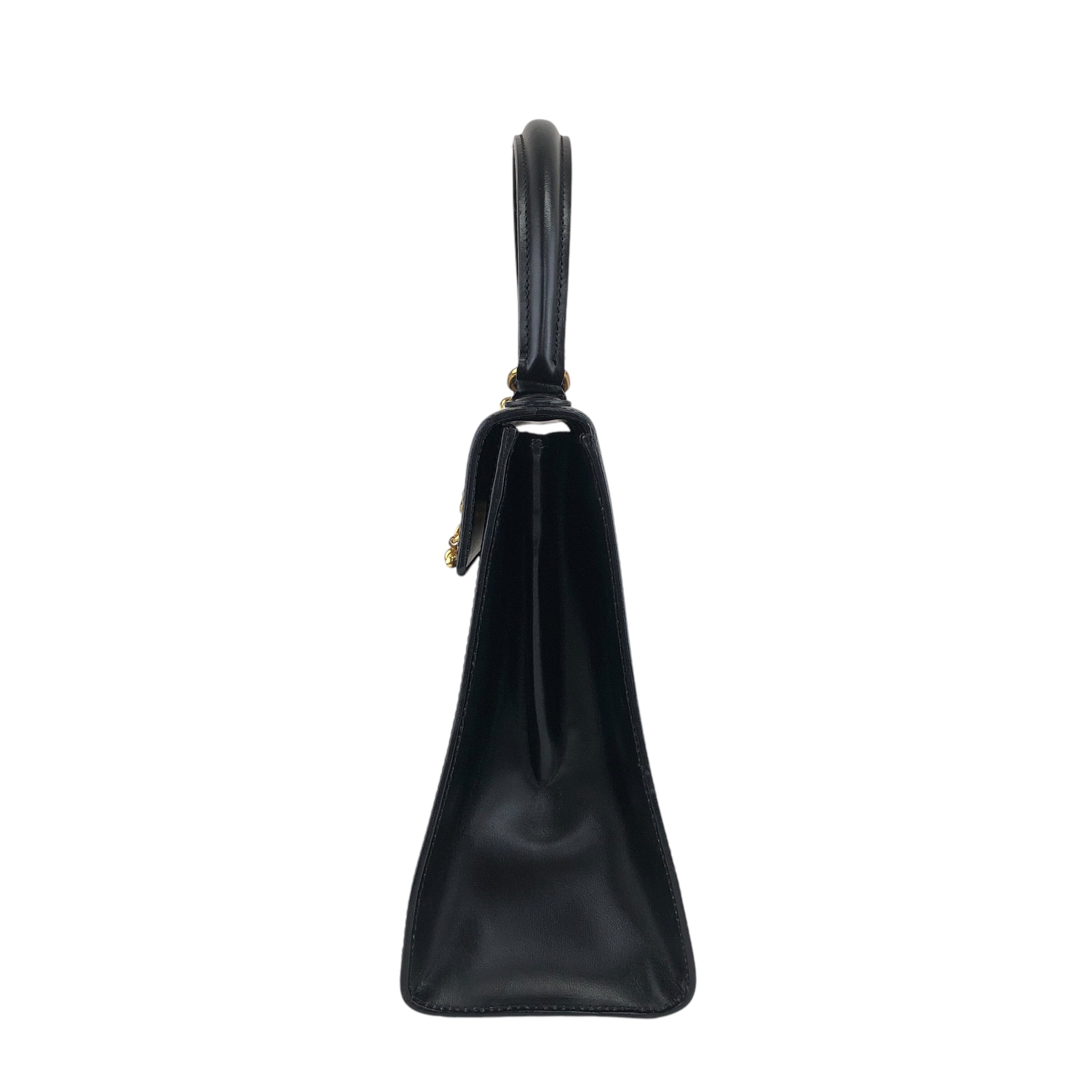 セリーヌブラックレザーハンドバッグ CELINE セリーヌ ハンドバッグ ブラック ガンチーニ チェーン レザー