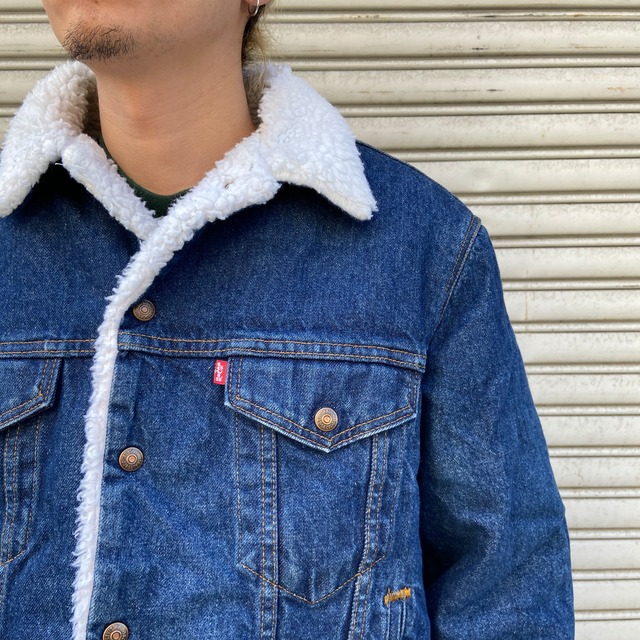 90s USA製　Levi's 70608 ボアデニムジャケット　真紺　42