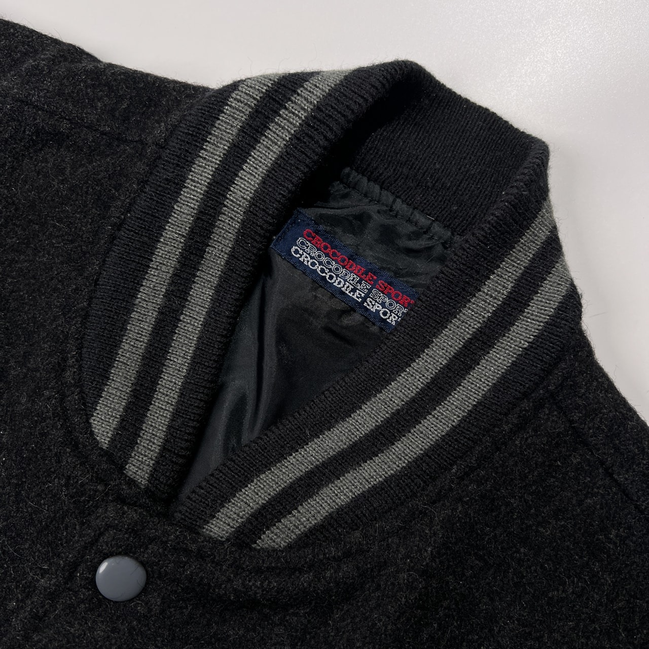 Crocodile クロコダイル ワッペン付き スタジャン ジャケット サイズ M /メンズ/ブラック×グレー