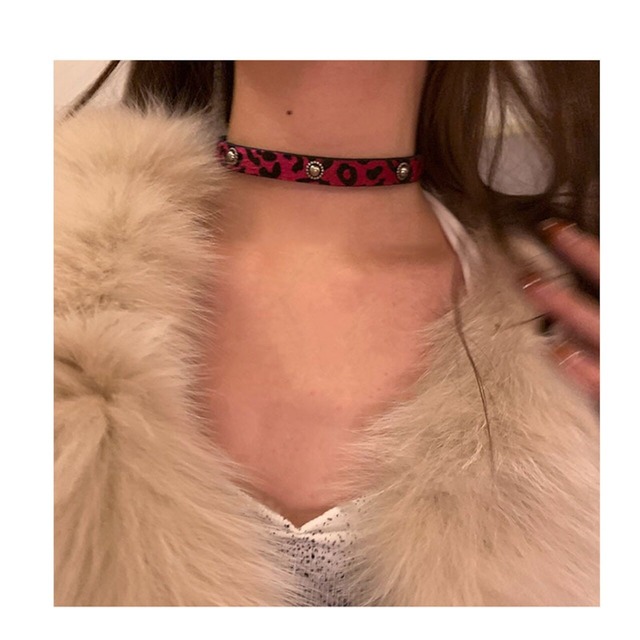 Somedayifヴァンテージ蝶々ヒョウ柄チョーカー 5s