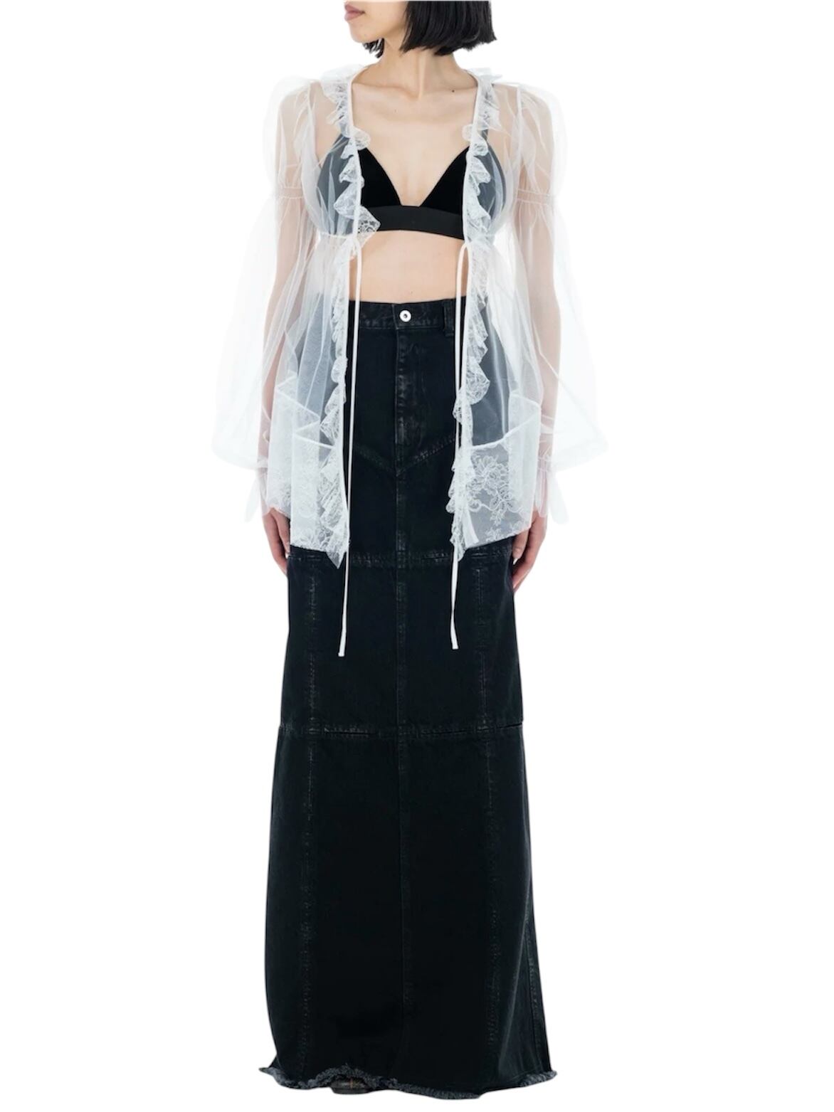 26SS】FETICO フェティコ / SHEER PANELED VELOUR BODYSUIT | TRENT online