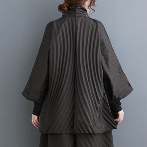 【Set-up】 Striped Pleated Tops & Wide Pants  / 〈セットアップ〉ストライプ プリーツ トップス & ワイド パンツ