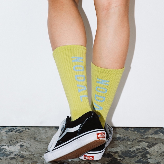NODAL Logo Socks（Yellow Green × Light Blue）