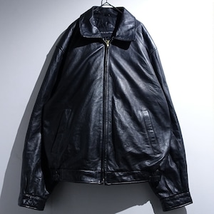 90s "croft & barrow" Black Leather Swing Top Blouson