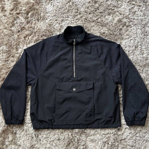 CHROME HEARTS クロムハーツ プルオーバー ナイロン ジャケット ハーフジップ CHプラス ブラック ダガー クロスボールボタン