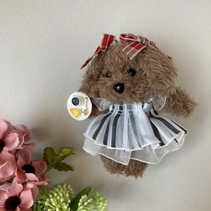 おめかし垂れ耳イヌのぬいぐるみキーホルダー A