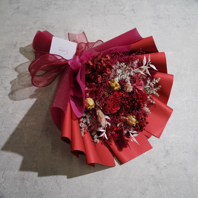 ドライフラワーの花束 Mサイズ レッド M-460≪限定１点≫