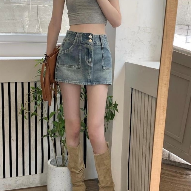 denim mini skirt