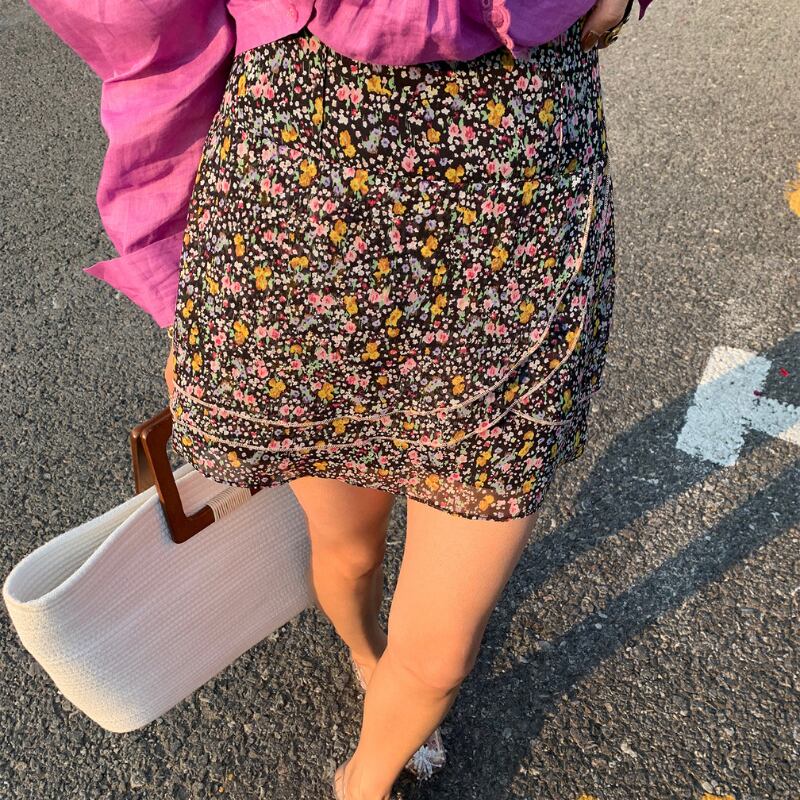 Floral layered mini skirt 00377
