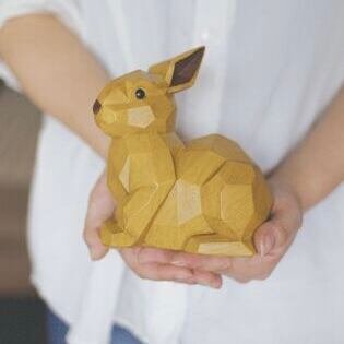 完売 】SUORA MONEY BANK ｜ Rabbit 木彫りみたいな貯金箱 うさぎ