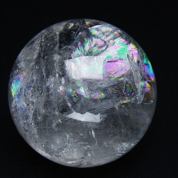 水晶 丸玉 虹入り 63mm スフィア 置物 水晶玉 一点物 151-8762