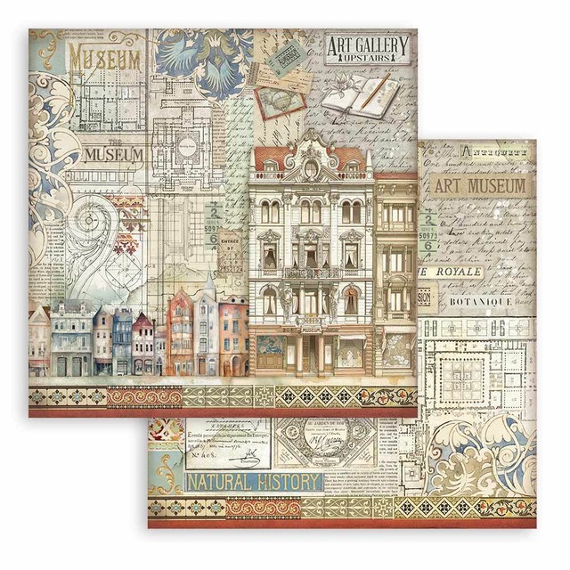 Stamperia Scrapbooking Small Pad 8インチ Double Faced - Art of Travelling　両面デザインペーパーパッド10枚入り　SBBS120【Stamperia（スタンぺリア）】[ST-58p]