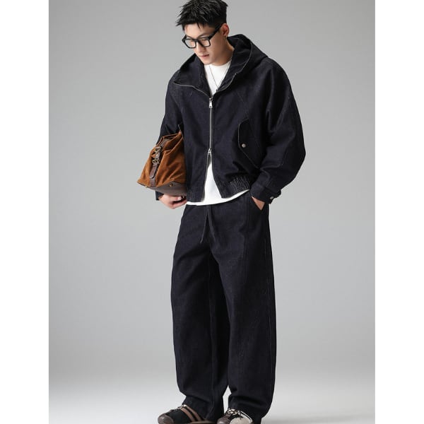 Wide silhouette denim pants C4176