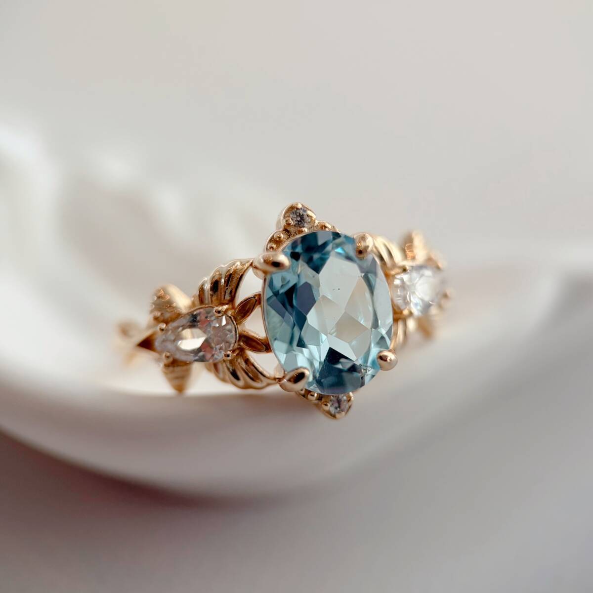 天然大粒スカイブルートパーズリング　silver925製