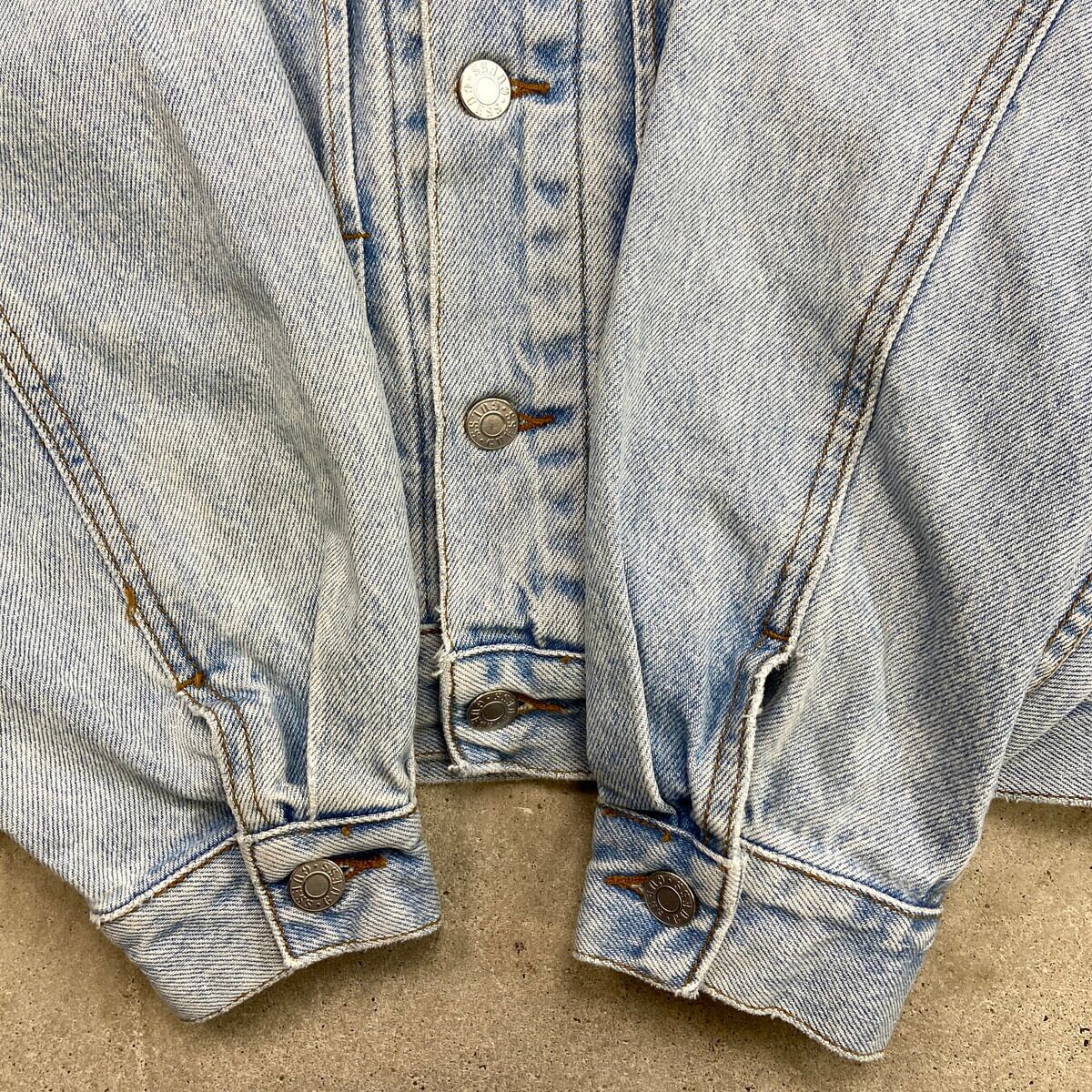 90年代 USA製 GUESS ワンポイントロゴ刺繍 デニムジャケット メンズXL