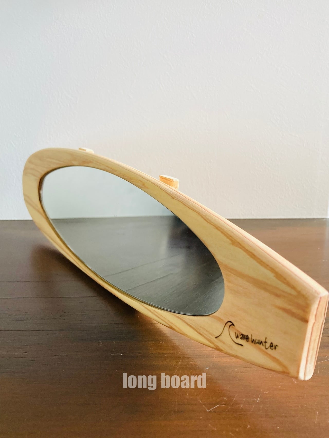 車内用 ルームミラー サーフボード型 木製 wave hunter