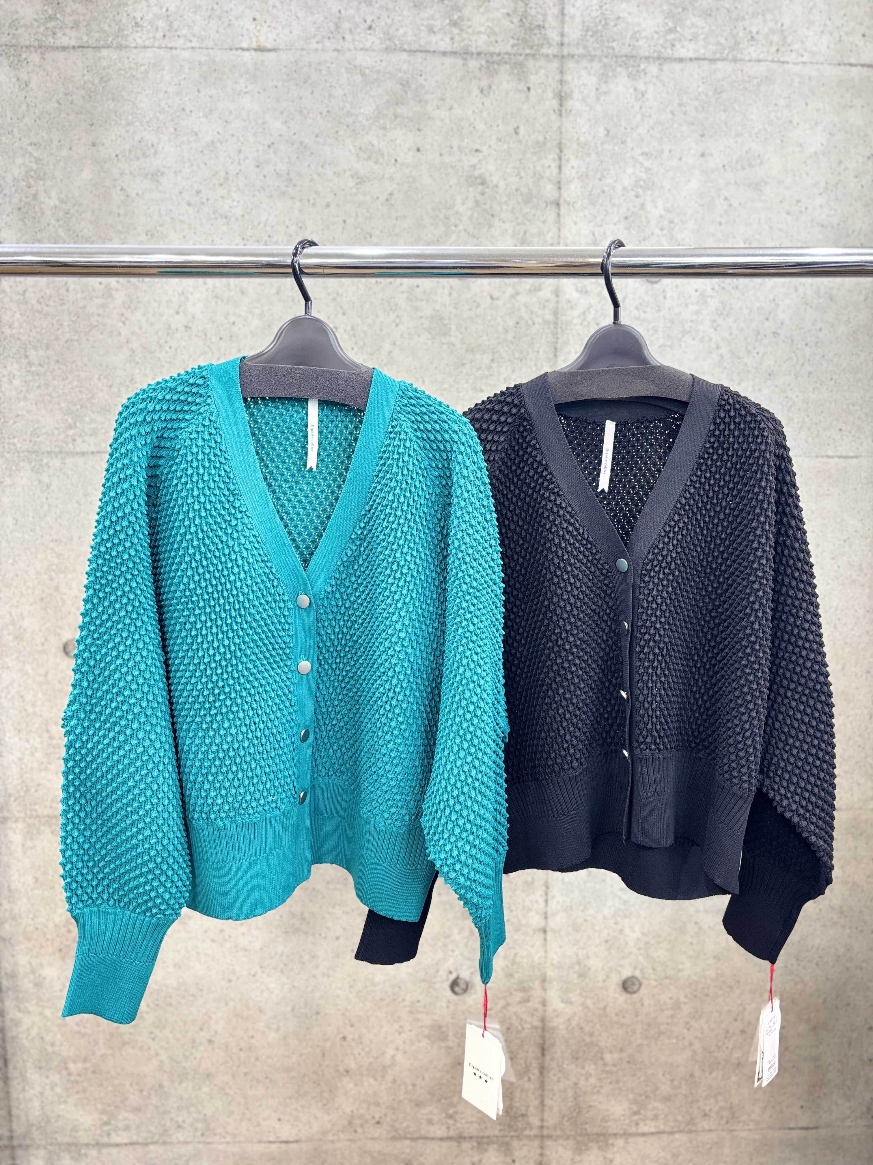 【送料無料】DigniteCollier(ディニテコリエ) ワッフルシアーニットカーディガン Vネック 手洗い可能 80256145