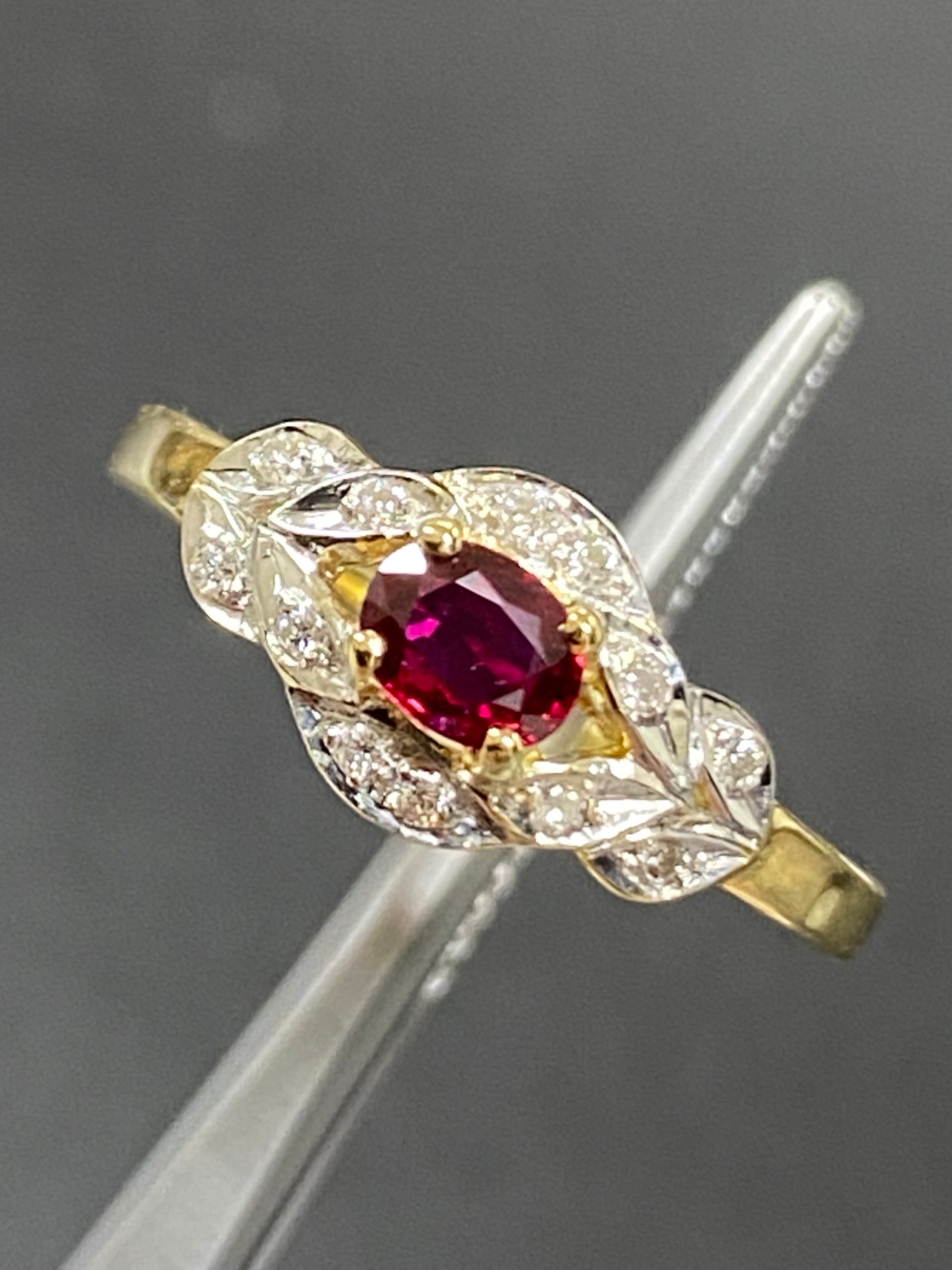 ピジョンブラッド ルビー 1.02ct ダイヤモンド 0.36ct リング