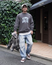 【#Re:room】CACTUS VINTAGE CRACK PRINT SWEAT TRAINER［REC867］