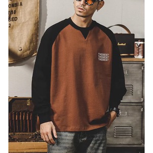 Bicolor crew neck long t-shirt 0216