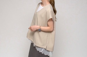 praia リネンライク　ストレッチベスト　LEQ2626