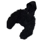 Black Faux Fur Sherpa Jacket, Loose Fit Short Layered Sweatshirt Style Coat (ME280)