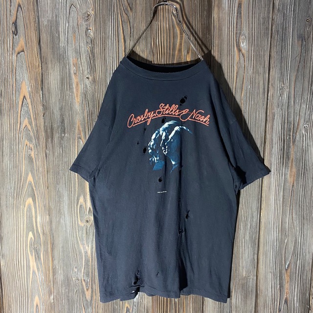 80s Crosby, Stills, Nash & Young damaged band T shirt
