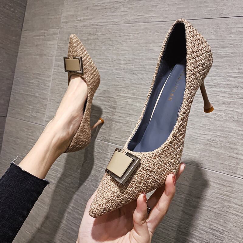 シングルスプリングレッドカジュアルヒール 靴 シューズ ハイヒール 春物 フェイクシューズ43705269460