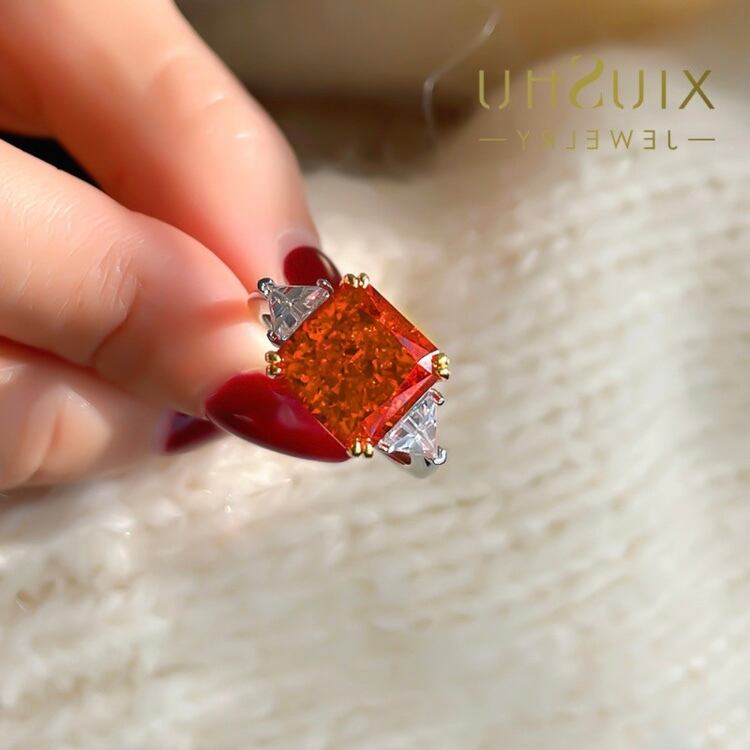 5カラット サンセットレッド 人工 パパラチアサファイア キラキラ