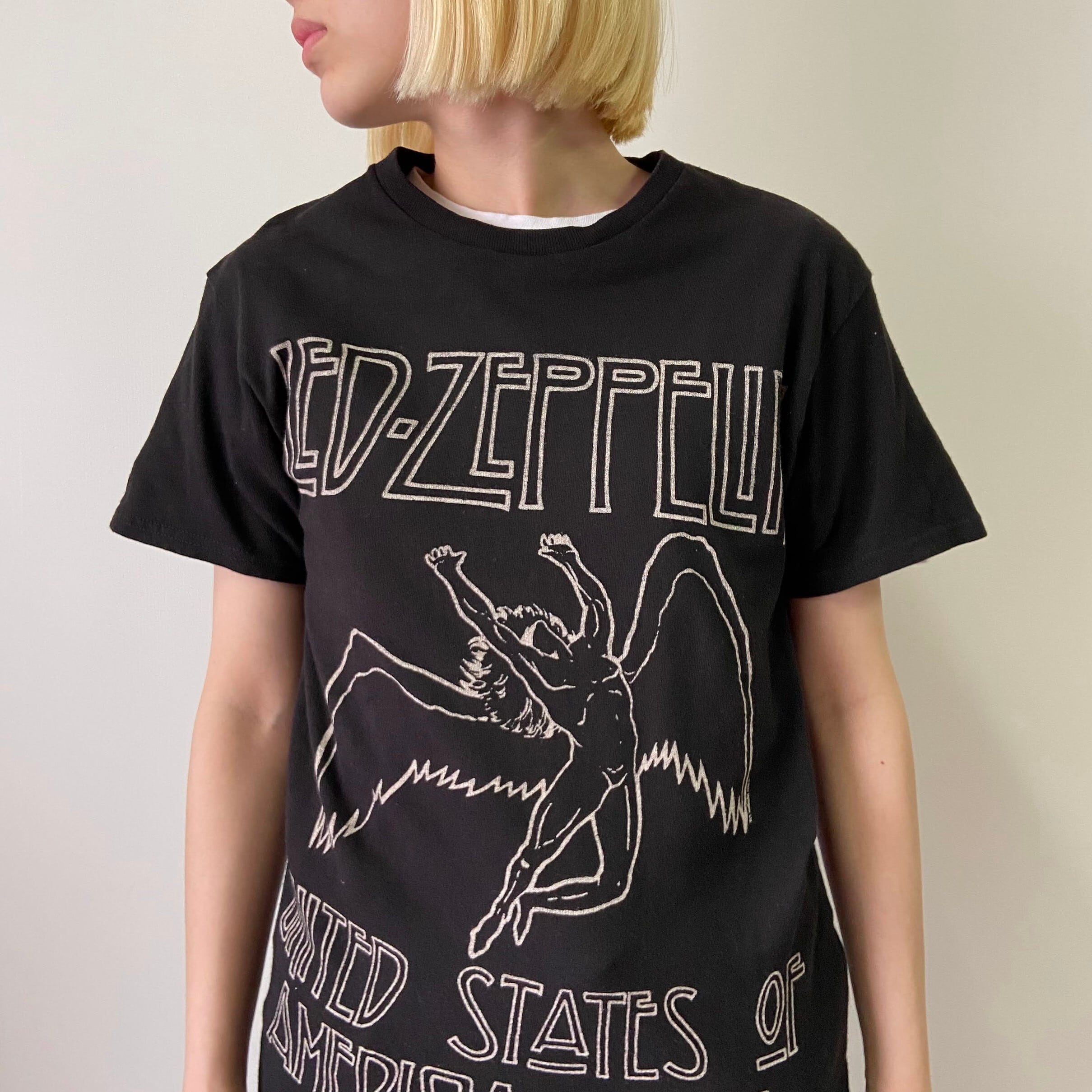 LED ZEPPELIN レッドツェッペリン UNITED STATES OF AMERICA 1977 U.S. TOUR 1977 バンドTシャツ  メンズS 古着 ブラック 黒【Tシャツ】【GSS07】【CS2209-50】【HA10】【cs2212-30a】 | cave ...