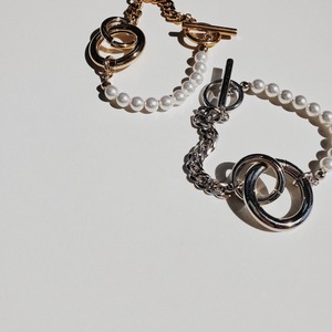 Pearl & Chain Combi Bracelet パールアンドチェーンコンビゴールド シルバー ブレスレット