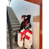 VINTAGE ストリート 赤十字ワッフル ロングTシャツ T1812