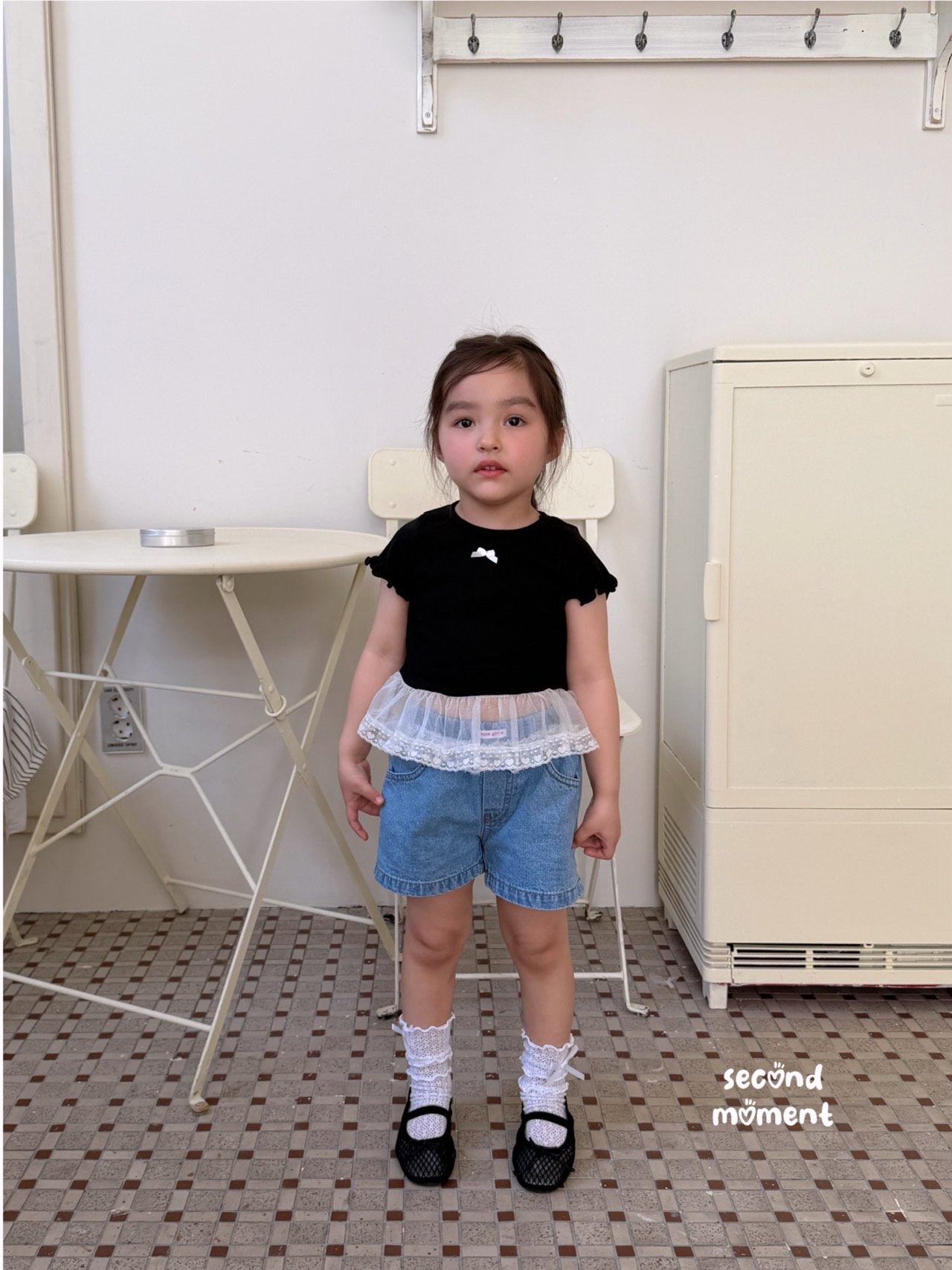 [second moment] Popo Ribbon Tee (JS/JM/JL) / [세컨드모먼트] 포포리본티 (JS/JM/JL)