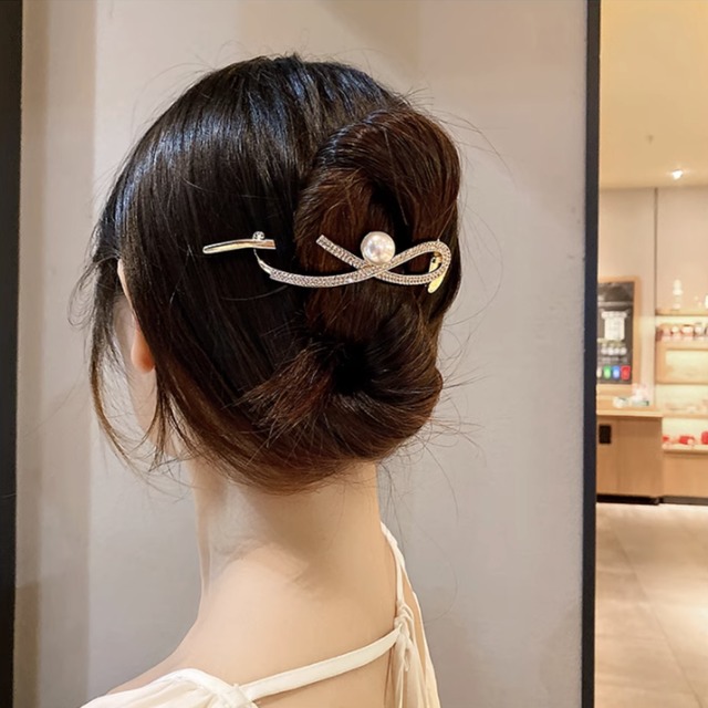 パールクリスタル装飾 ブラックヘアクリップ パールクリスタル装飾 パールクリスタル装飾 ブラックヘアクリップ パールクリスタル装飾