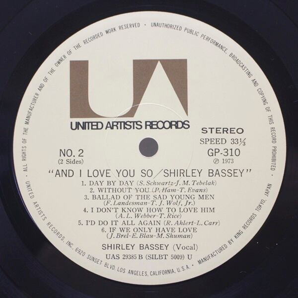 Shirley Bassey / And I Love You So [GP 310] - 画像5