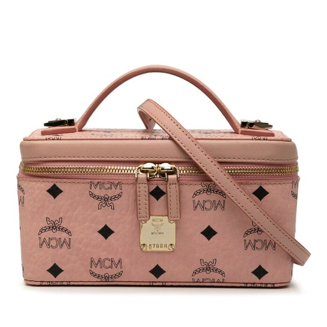 エム シー エム ヴィセトス ロゴグラム ハンドバッグ ショルダーバッグ 2WAY ピンク PVC レザー レディース MCM 【中古】