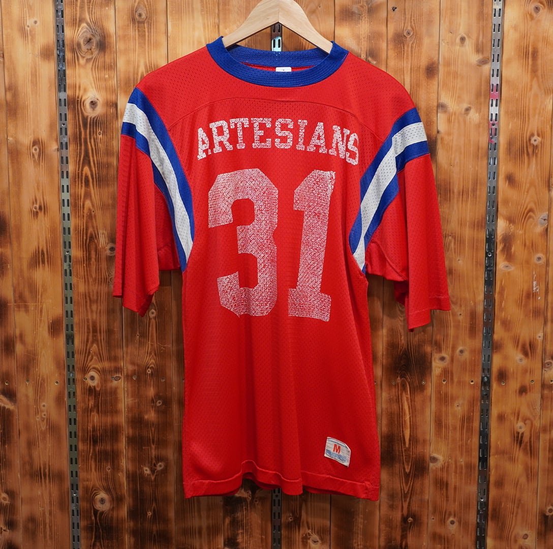 80s USA製 champion フットボールTシャツ M/31 artesians チャンピオン