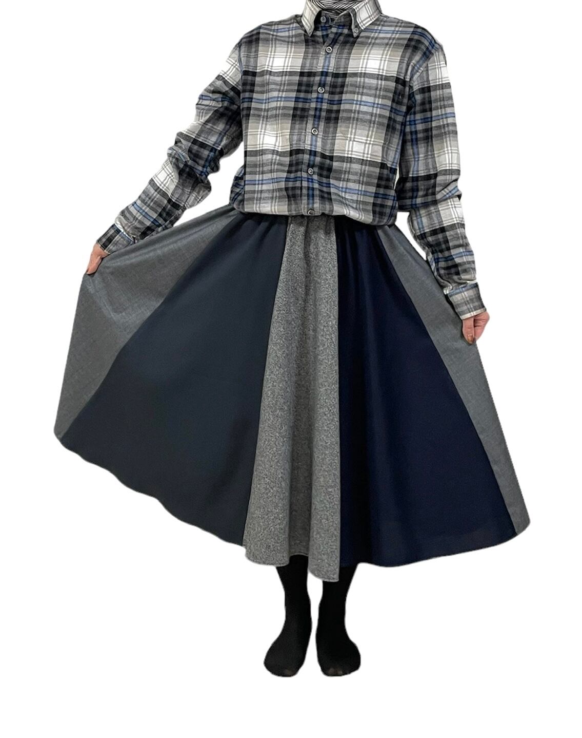 ネルシャツ＆Tシャツリメイクワンピース＆付け襟︎︎✤黒✤オーバー／フリーサイズ ネルシャツ＆Tシャツリメイクワンピース＆付け襟︎︎黒オーバー