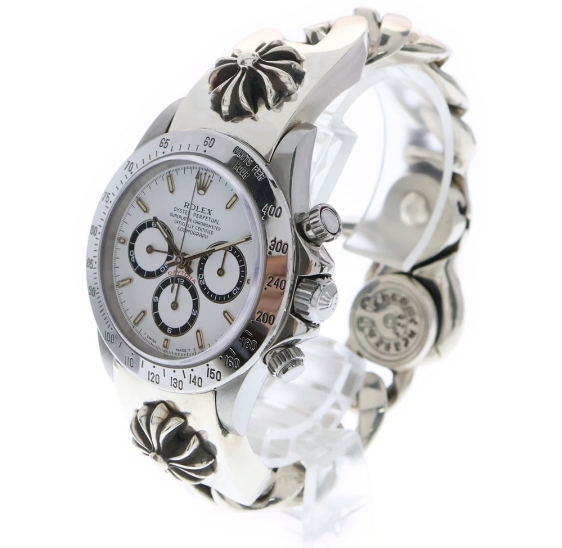 クロームハーツ950シルバー•フローラルデザイン クォーツ腕時計 CHROME HEARTS クロムハーツ × ROLEX ロレックス コスモグラフデイトナ