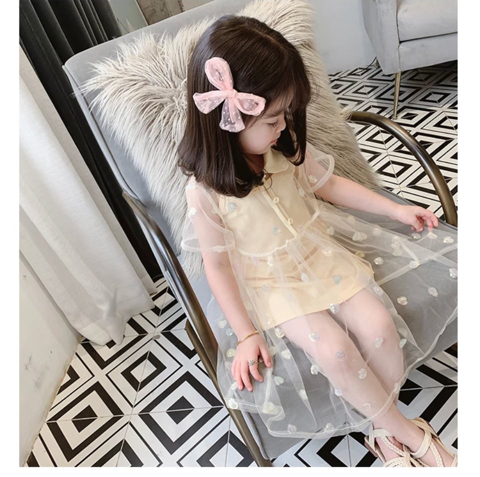 オーガンシー2ピースワンピース••••••プチプラ 海外子供服 女の子 ドレス シャツ