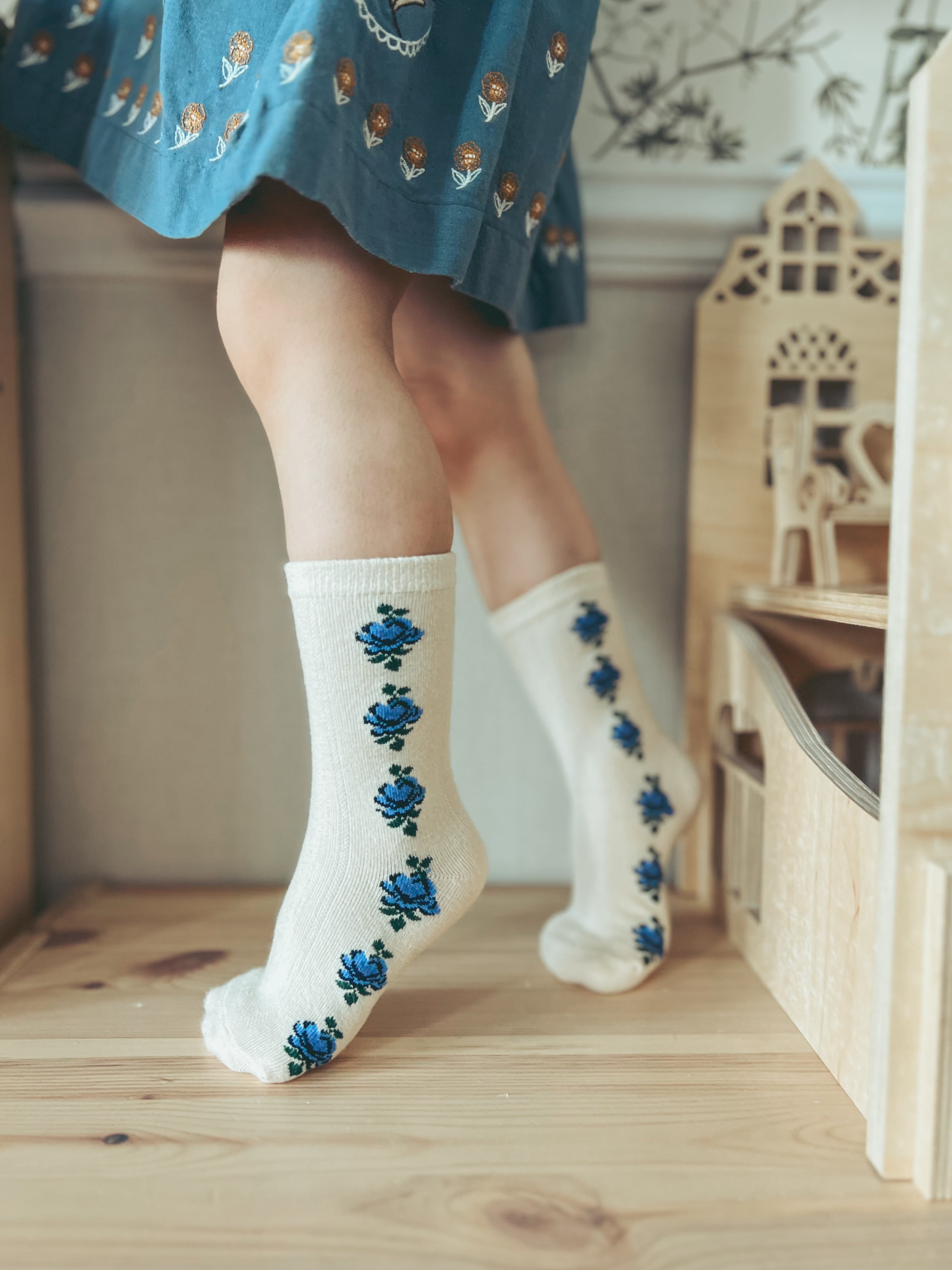 2 PACK FINE JAQUARD SOCKS ROSE MIX【Konges Sloejd コンゲススロイド