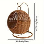 手編みバスケット ラウンドバスケット 吊り下げ式 織物バスケット 家庭用収納 バスルーム 寝室 キッチン ラタンブラウン